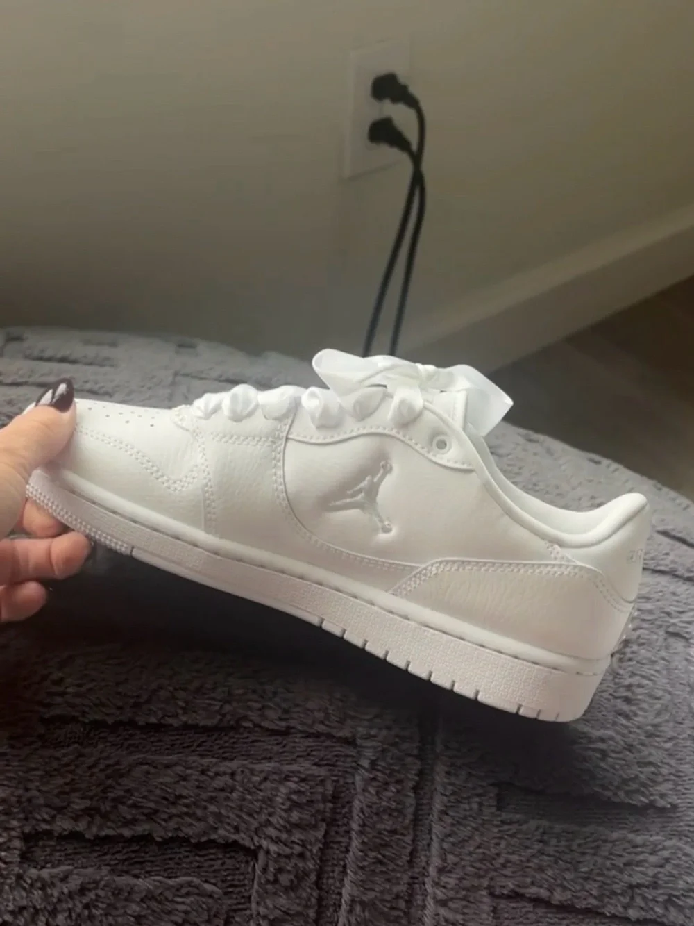 Jordan Women's Bridal White Low-Top Satin Ribbon Sneaker